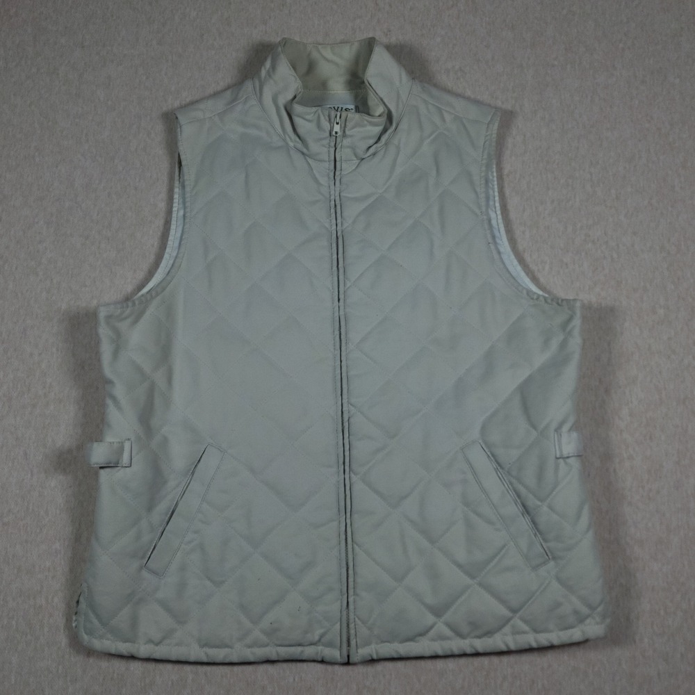 Orvis Quilted Vest Womens Medium Off-White Full Zip Lightweight Gorpcore